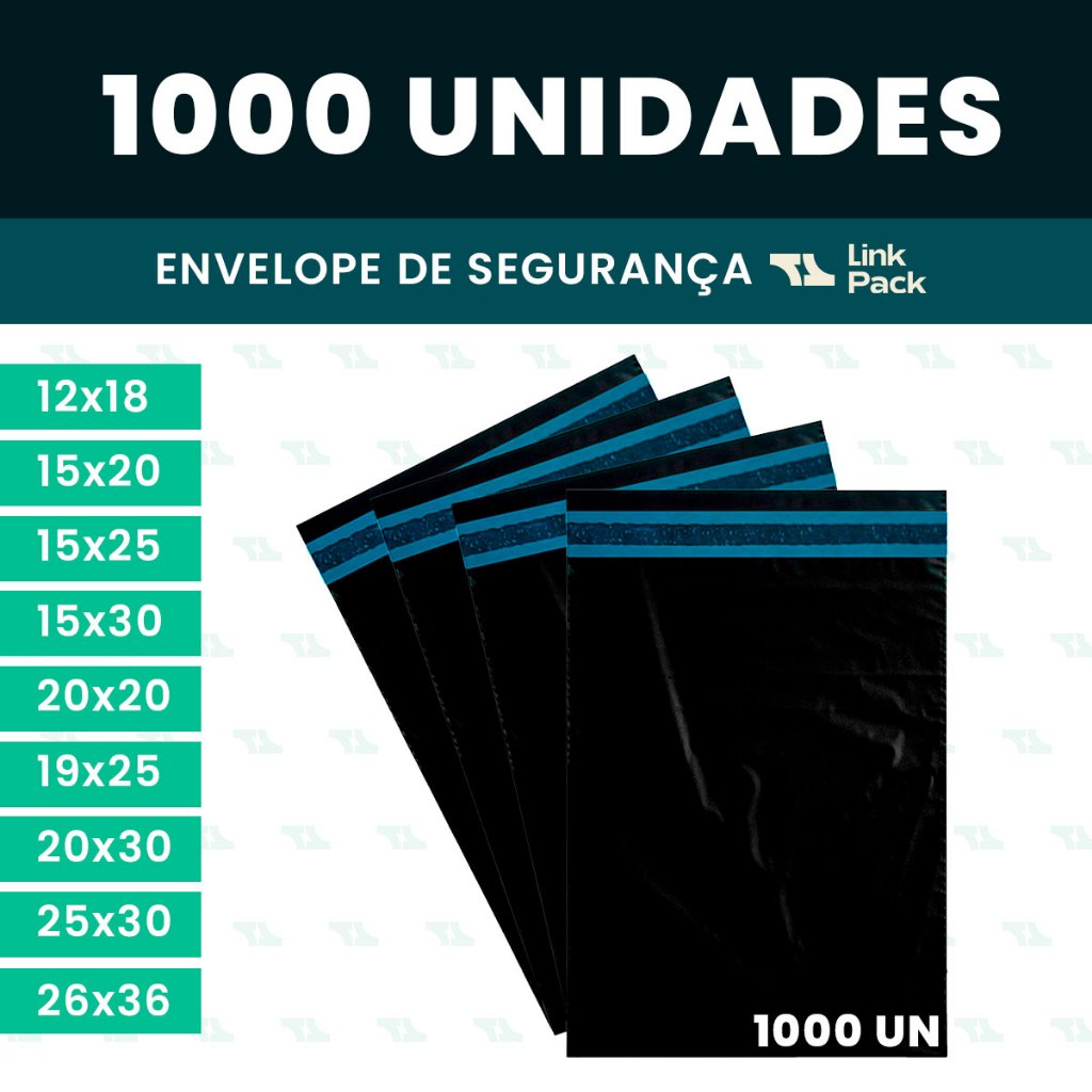 Kit 1000 Envelope de Segurança Embalagem Envio 12