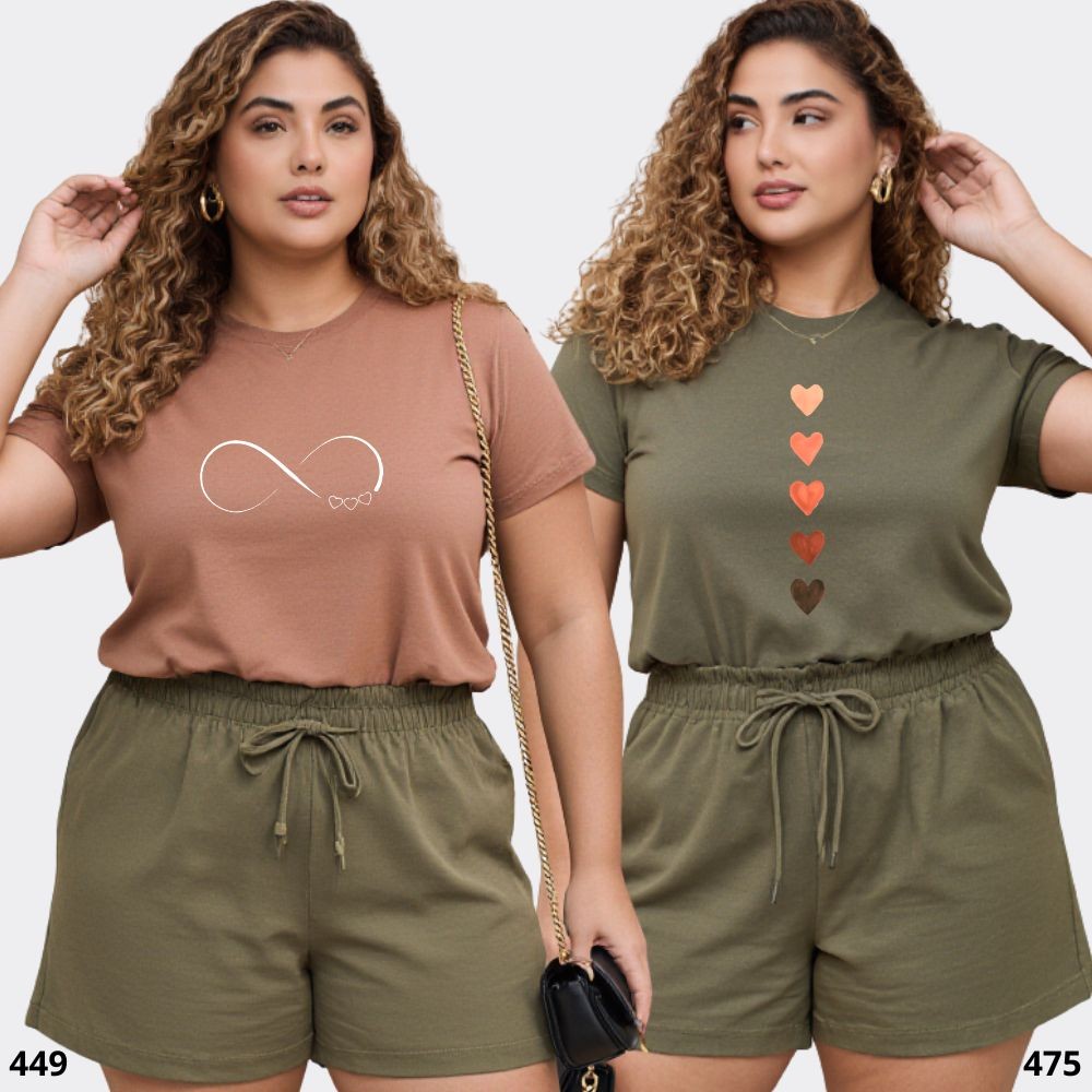 Kit 2 Camisas Plus Size Feminina Estampada 100% Al