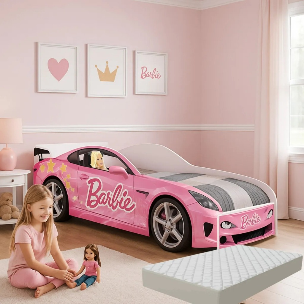 Cama Carro da Barbie Infantil Juvenil em MDF Com C
