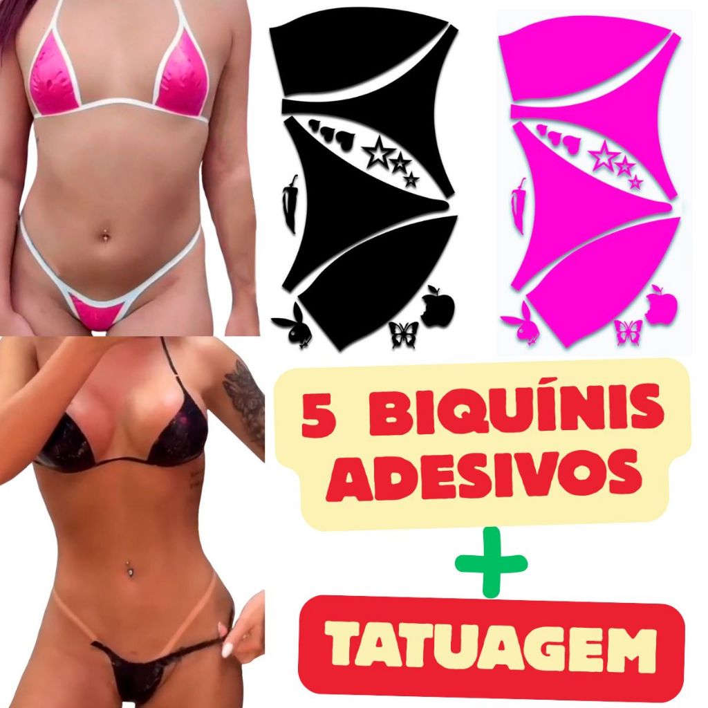Kit 5 Biquinis Calcinha Bojo Adesivos Para Bronzea