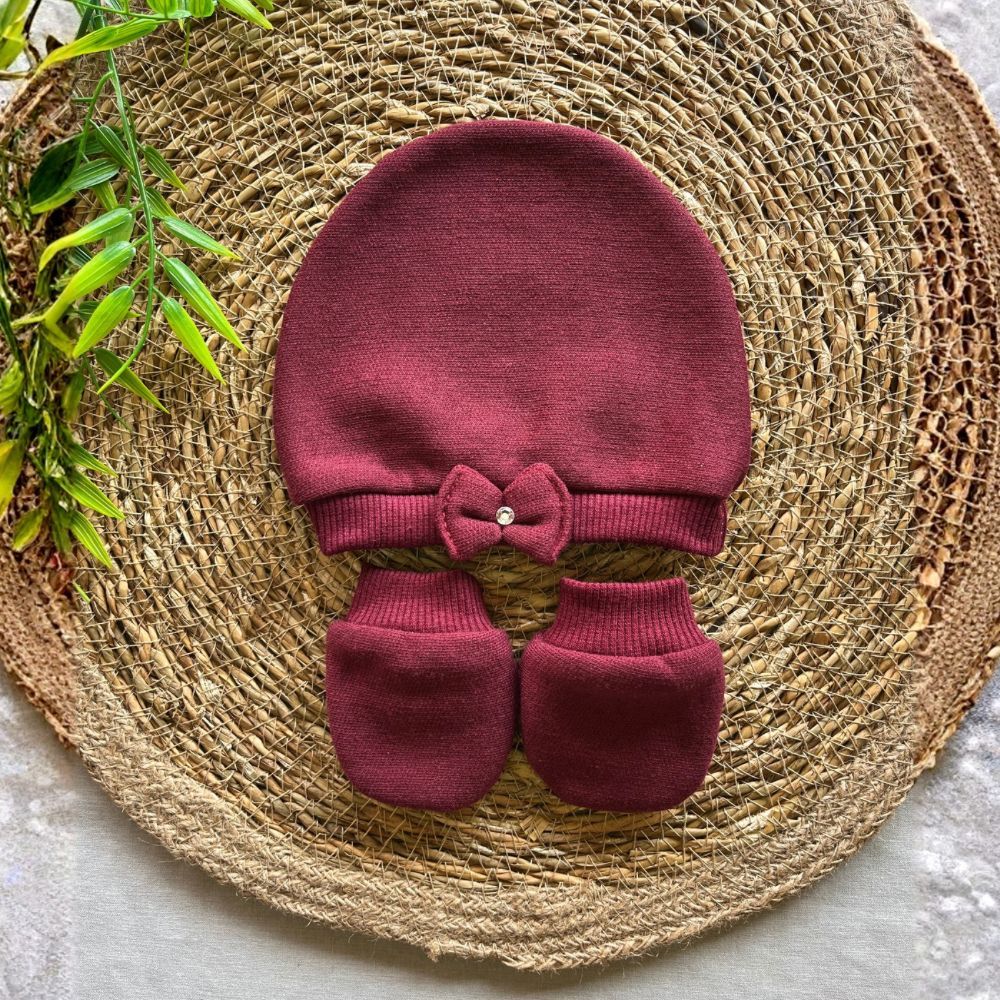 Kit Touca e Luva RN Baby Menina Maternidade Enxova