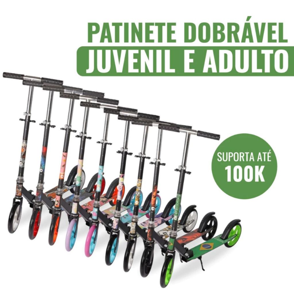 Patinete Dobrável Adulto Juvenil 2 Rodas Suporta 