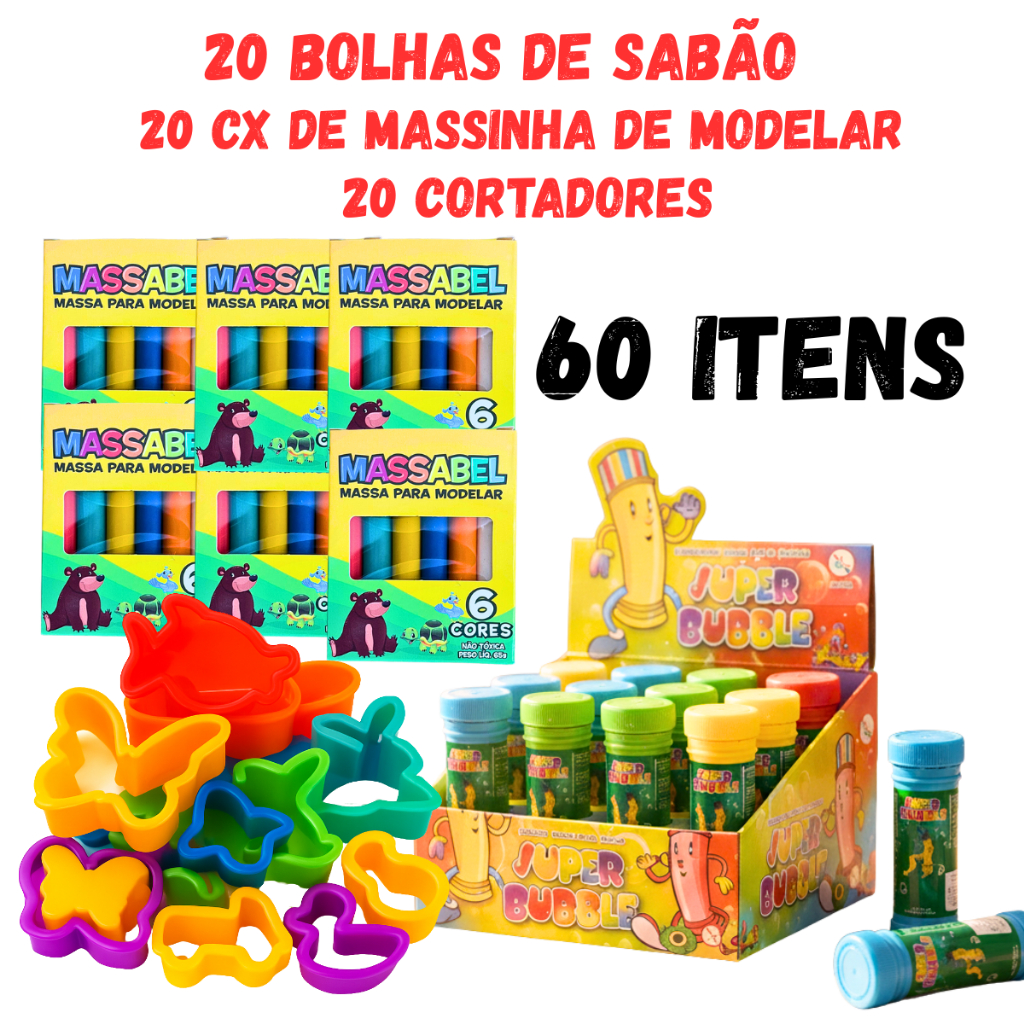 Kit Massinha de Modelar 36/60/90 Itens Bolha de Sa