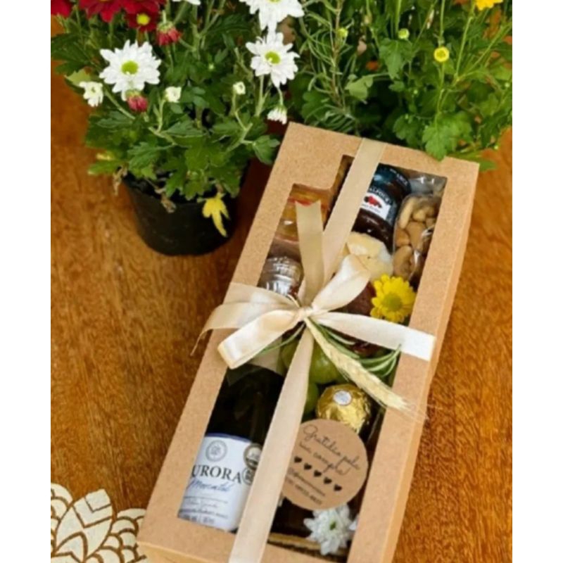 caixa kraft 27x12x6 retangular presente kit cestas