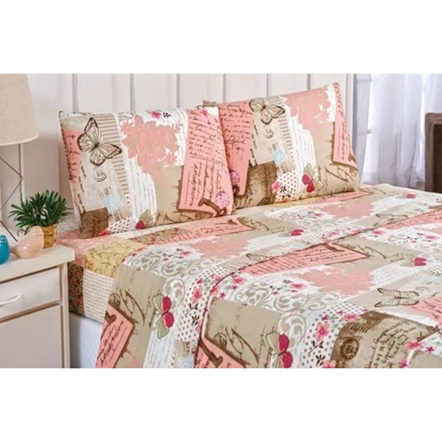 kit Lençol forro de cama casal box 3 Pçs De Cima
