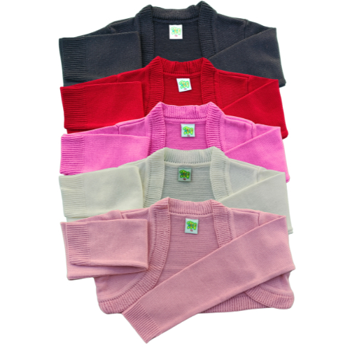 Bolero de lã feminino infantil liso