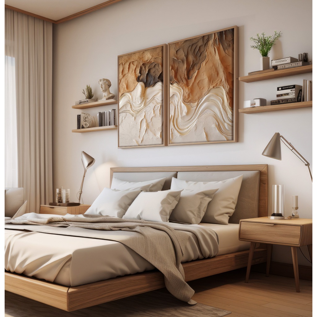 Quadro Abstrato Para Sala Decorativo Com Moldura E