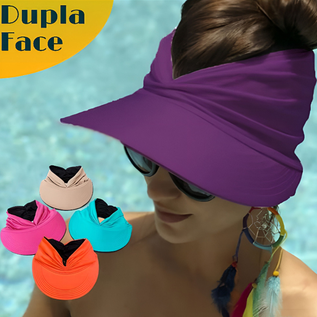 Viseira de Praia Dupla Face Turbante Elegante Prot