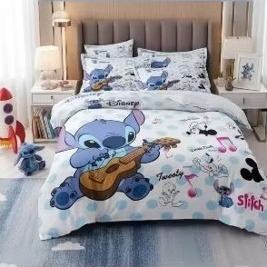 Edredom Stitch Queen 3 Peças  Kit Cama  Toque Mac