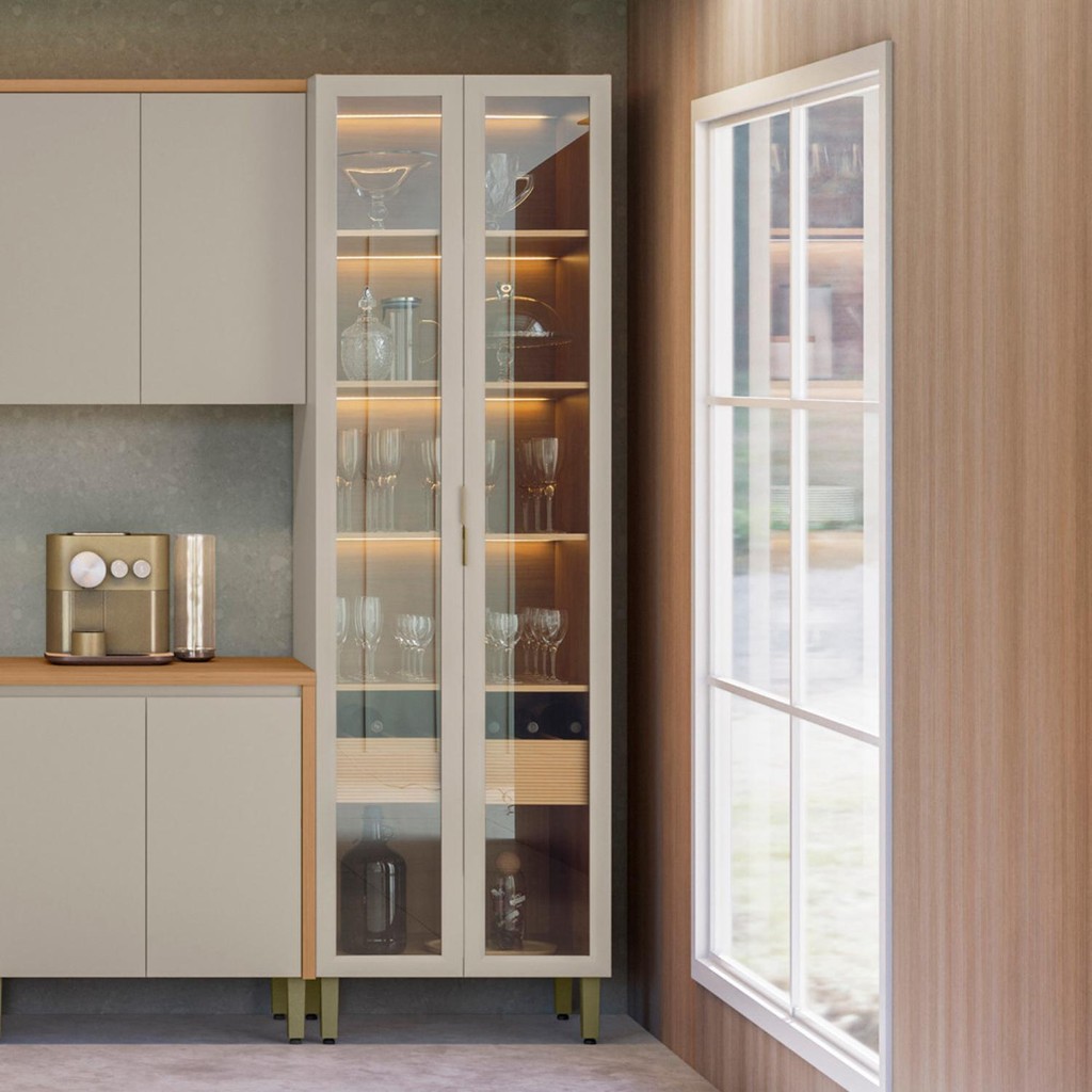 Cristaleira 2 Portas 1 Gaveta e Led Allure Linea B