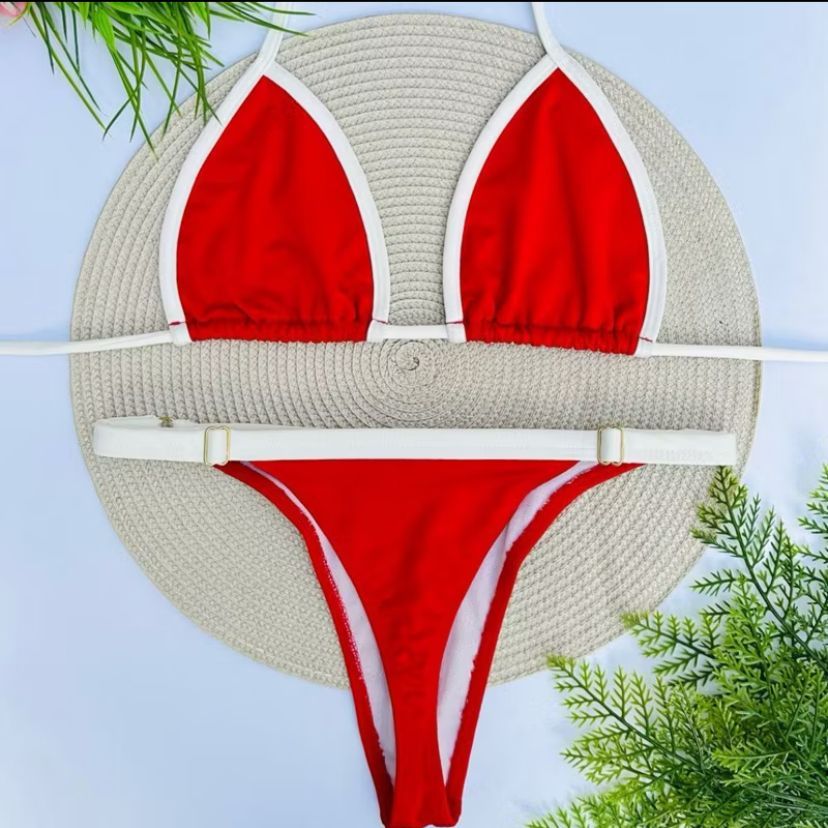 Biquini Cortininha marquinha de fita bicolor com r