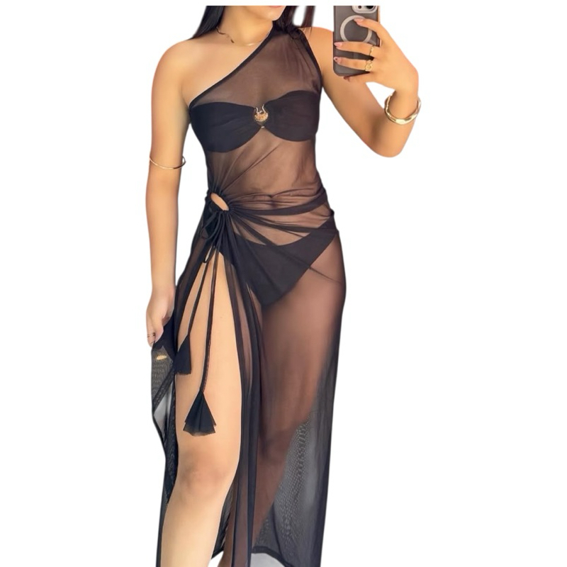 saída de praia transparente  -saida de praia femi