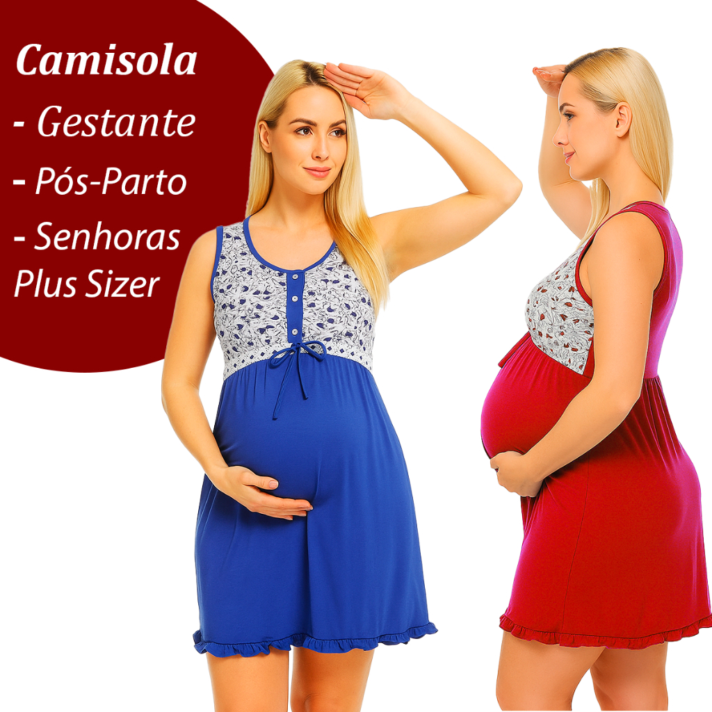 Pijama Camisola Premium Vestido de Amamentação, 