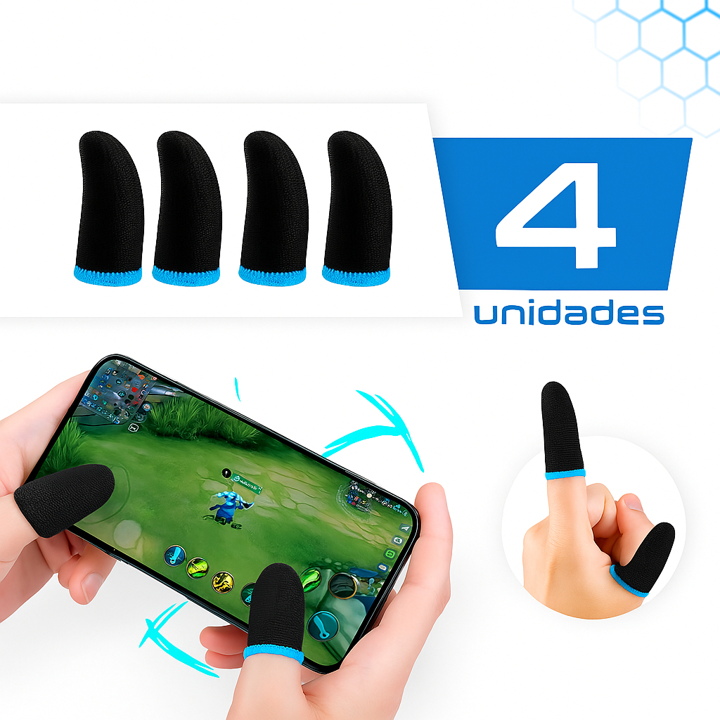 Kit 4 Luvas de Dedo Gamer Profissional Anti Suor C