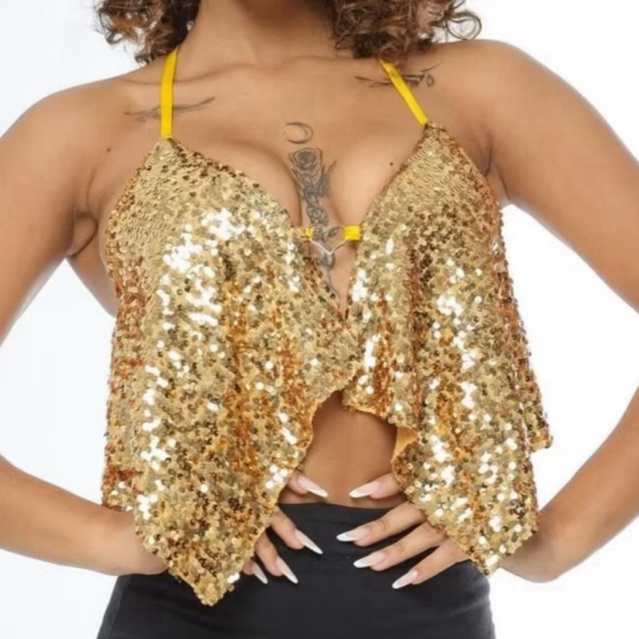 Top Paetê  Ponta Balada Festa Luxo Noite Festa Ca