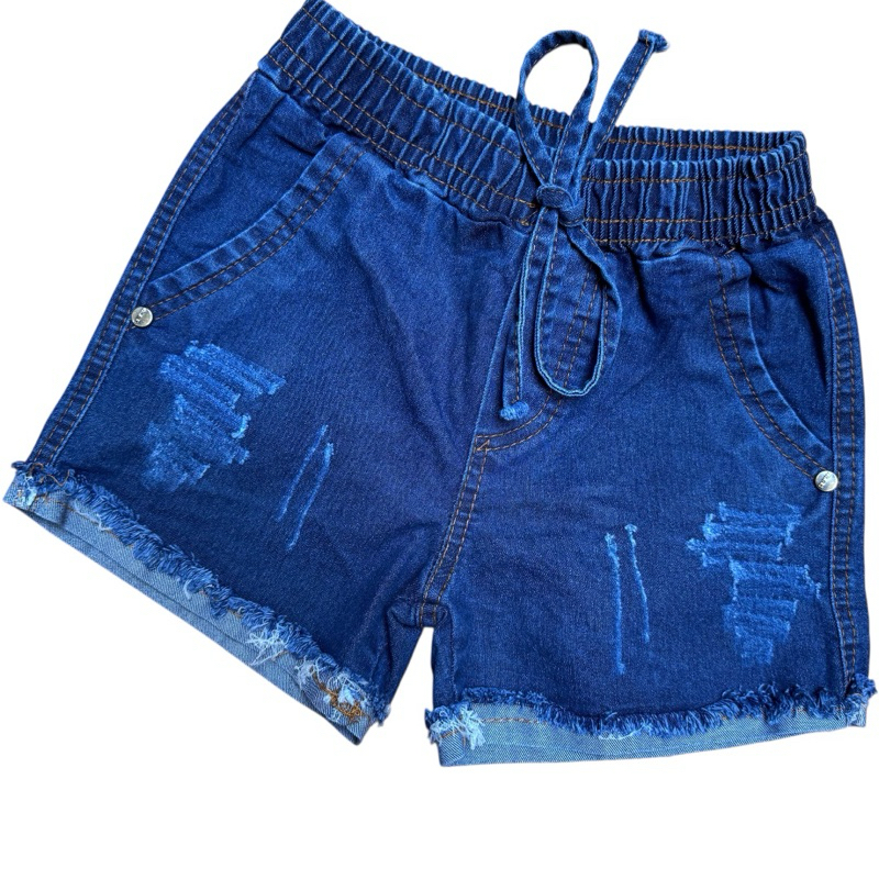 Short Menina Jeans Infantil Verão  Puído e Sem P