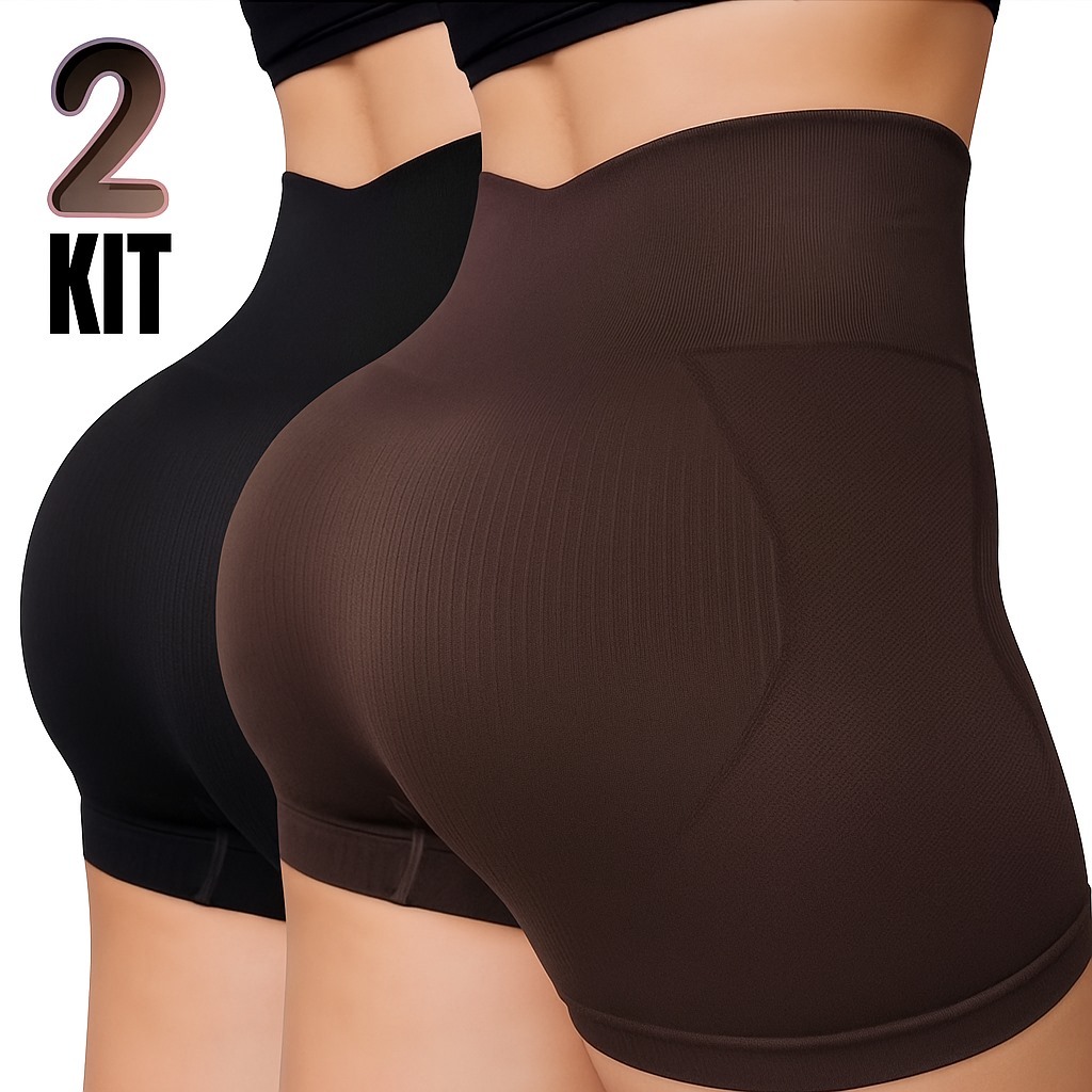 Kit 1/2/3 Short Feminino Fitness Cintura Alta Cane