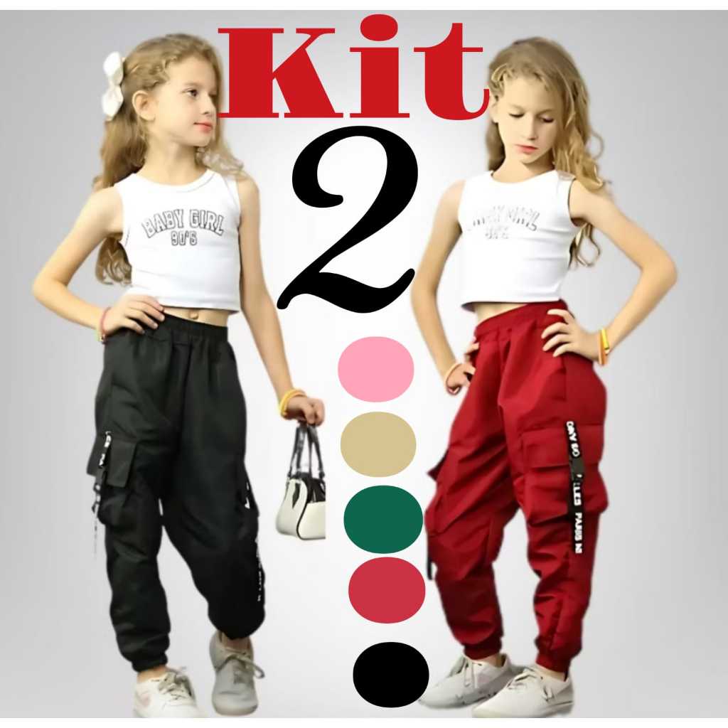 KIT 2 calça juvenil feminina menina  jogger 4 bol