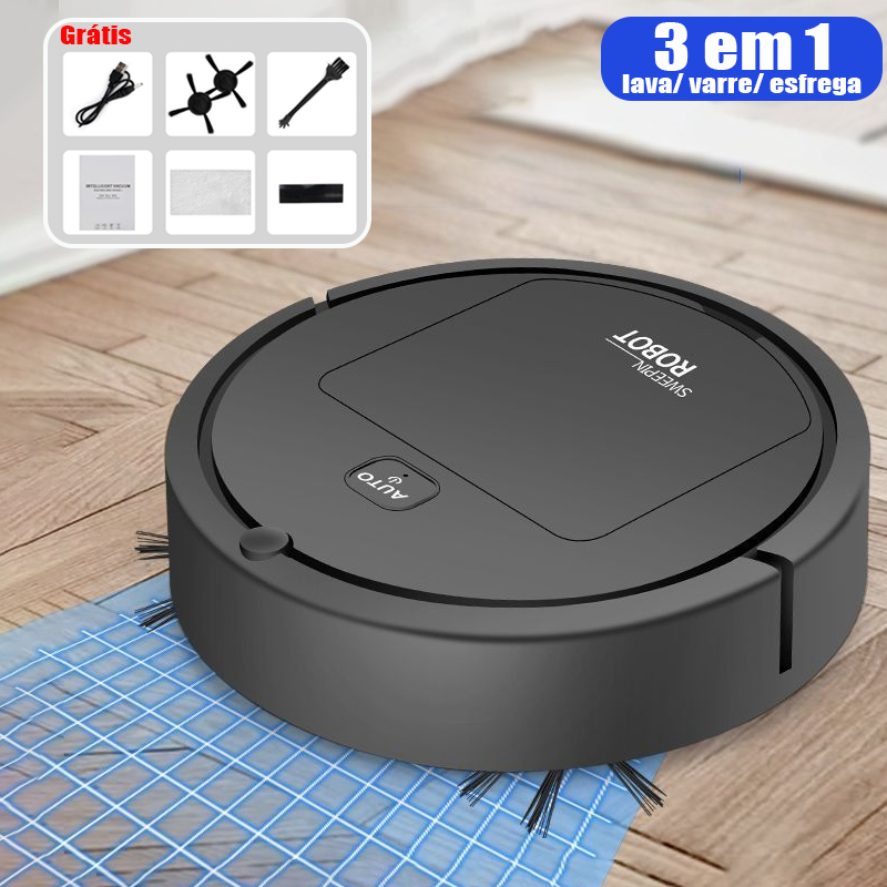 Robô Aspirador Inteligente 3 em 1 Limpeza domést