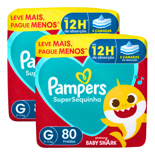 Fralda Descartável Pampers G Super Sequinha Kit 2