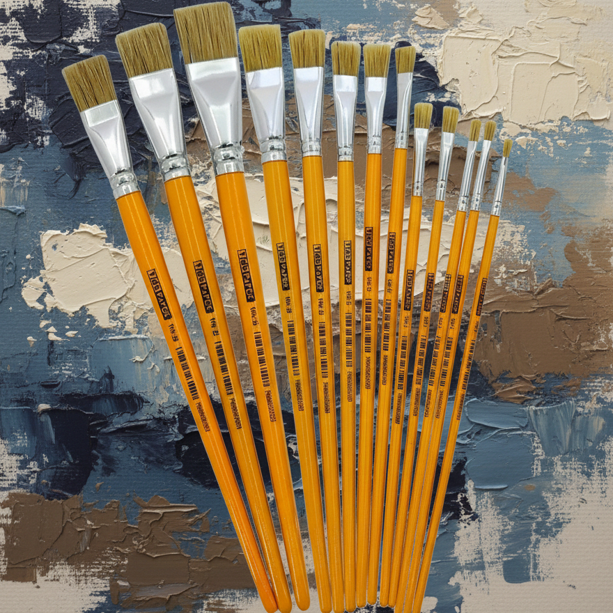 Pincéis Chato Cerdas Naturais Numeração 0 ao 24