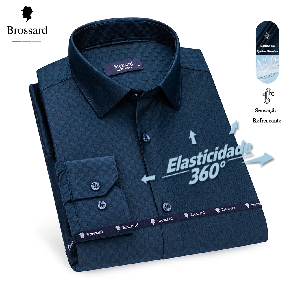 Camisa Social MasculinaSlimNão Amassa e Elastano,