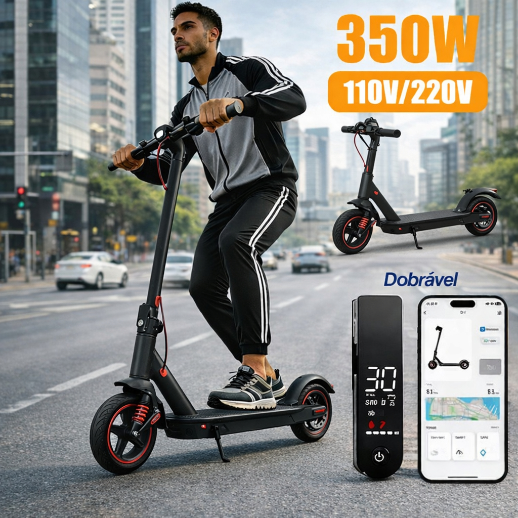 Patinete Elétrico Com Amortecedor Adulto 350W Al