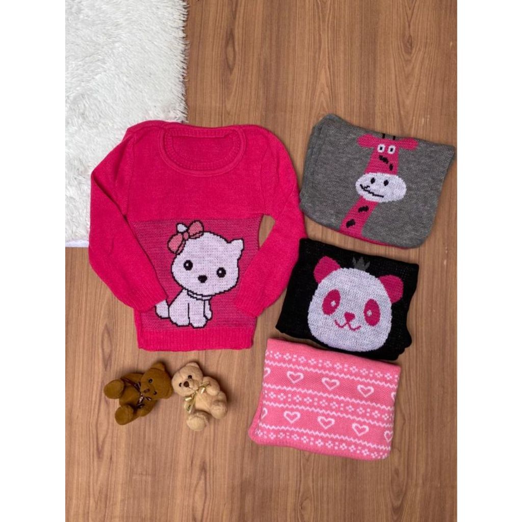 Kit com 2 Blusas Sueter de Lã Infantil Para Menin