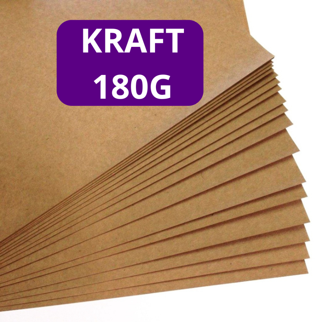 Papel Kraft 50 Folhas 180g A4 Artesanato Papelaria