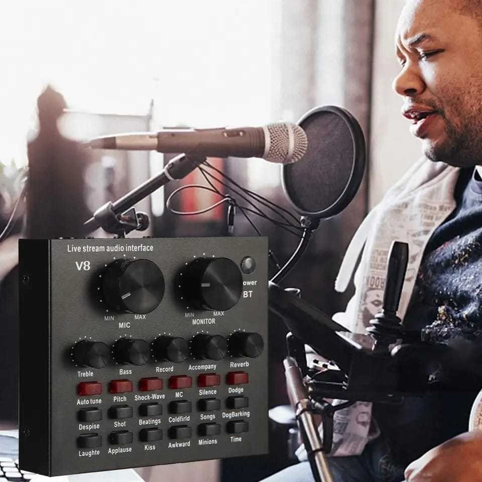 Mesa de Som V8 Placa De Som Externa Ao Vivo Mini P