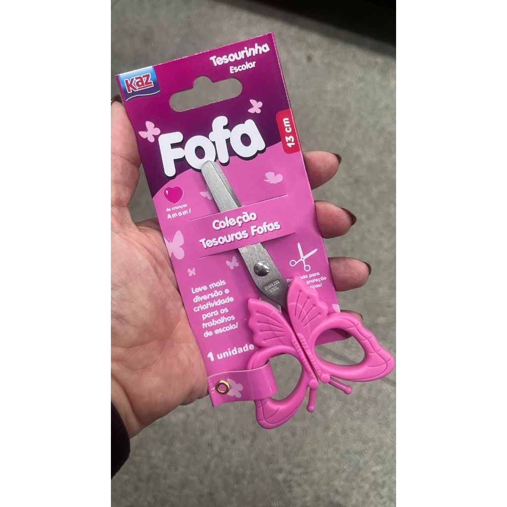 Tesoura Escolar Fofa Borboleta Ponta Arredondada 1