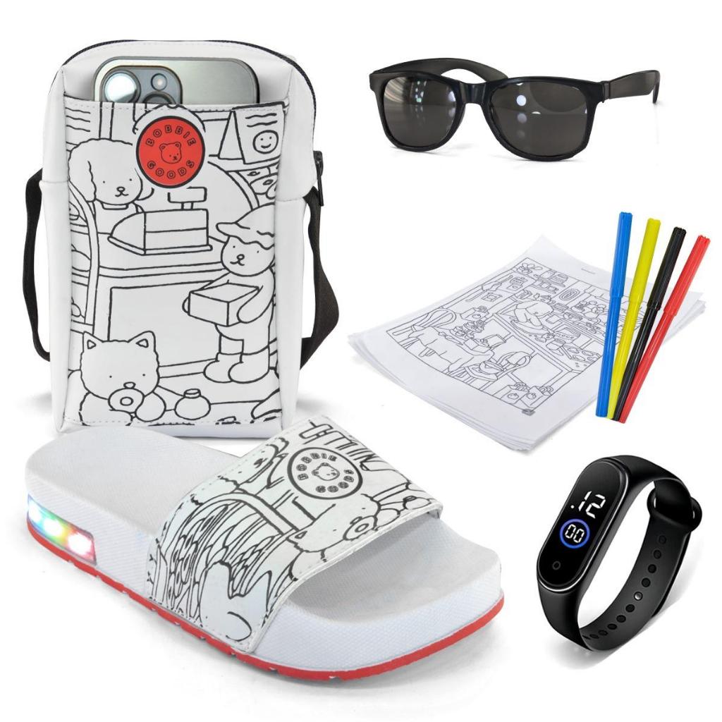 Chinelo De LED Bobie Goods Com Bolsa Para Colorir,