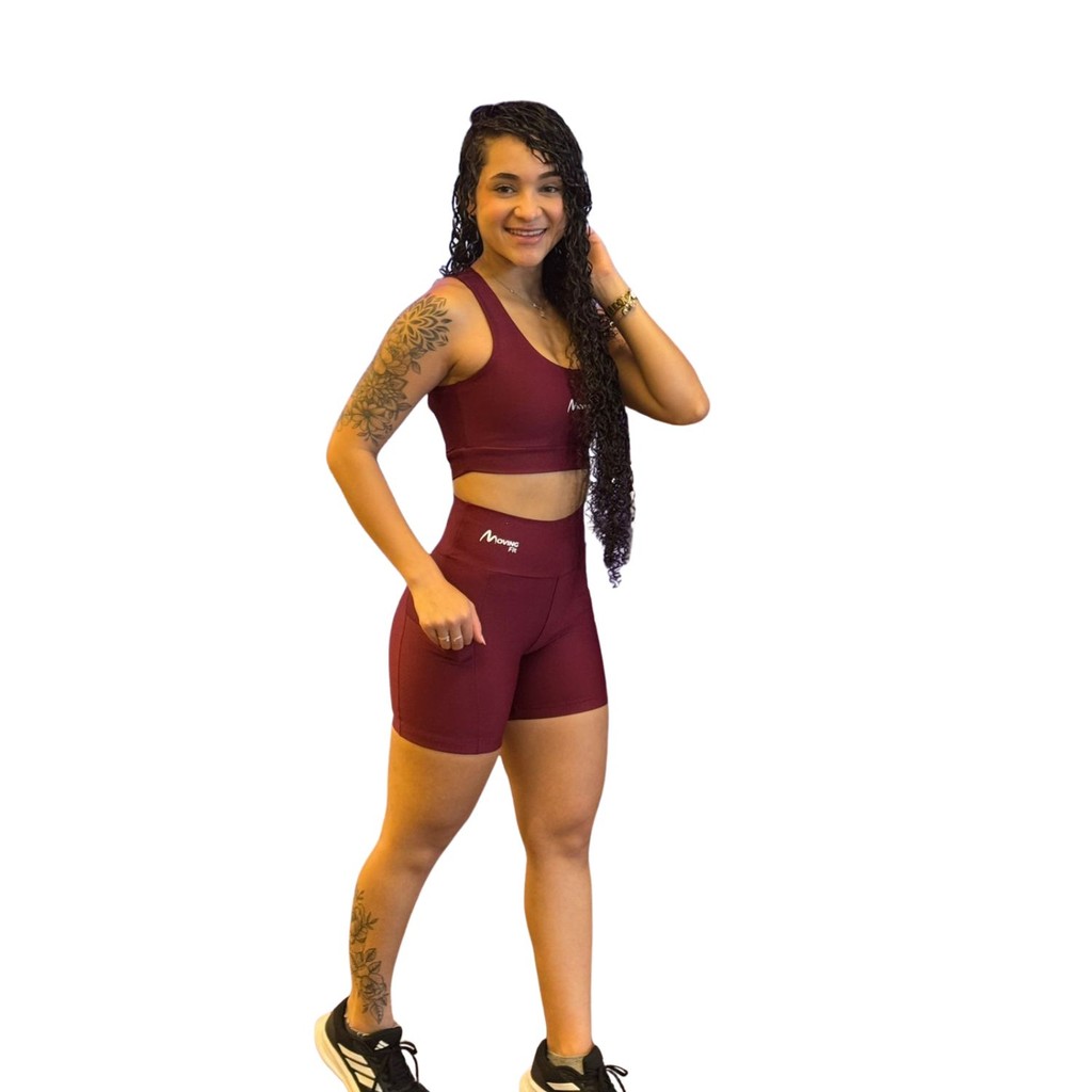 Conjunto de Academia Feminino Fitness Short com Bo