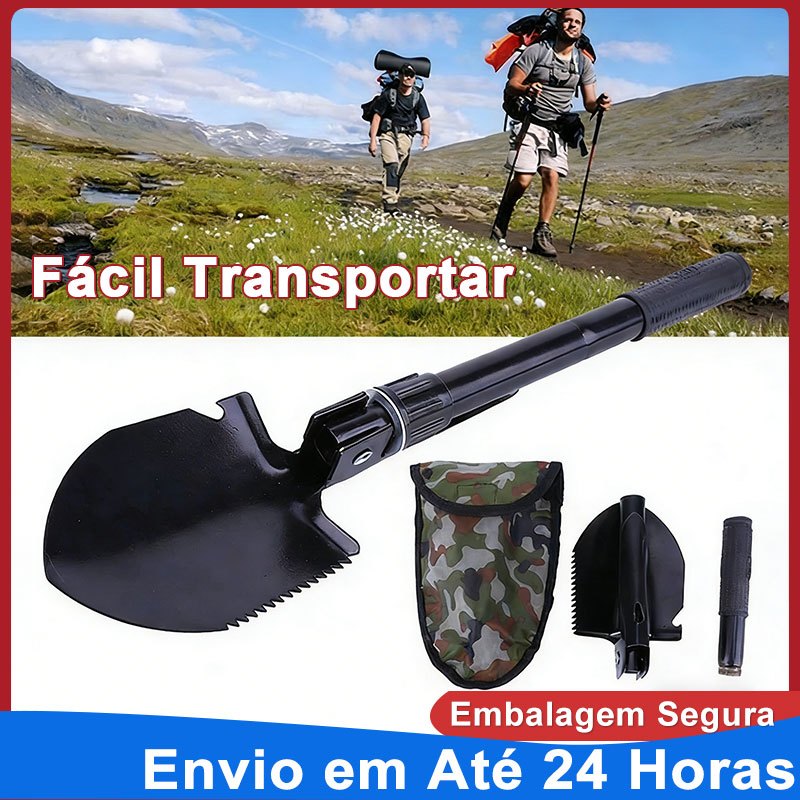 Pá Militar Dobrável Portátil Aço Resistente Mu
