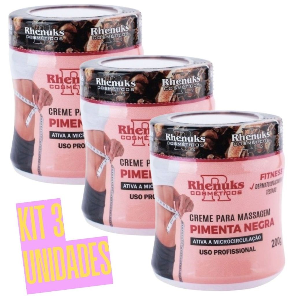 Kit 3 Gel Redutor De Medidas Pimenta Negra 200g &#