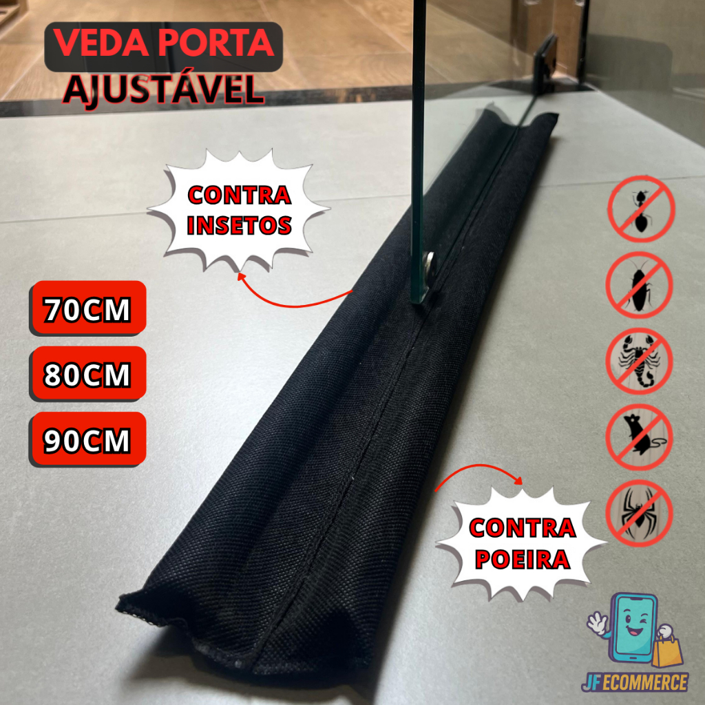 Veda Porta Ajustável Protetor Rolinho Impermeáve