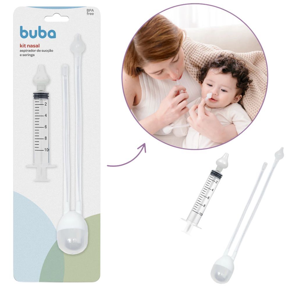 Kit Aspirador Nasal Seringa e Aspirador Buba