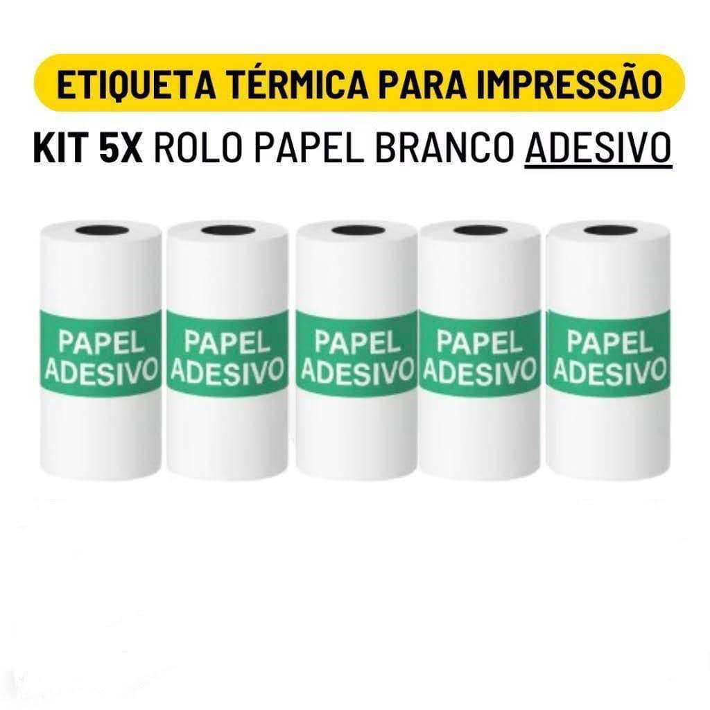 Kit 5 Bobina Etiqueta Térmica 57x30mm Branco Rolo