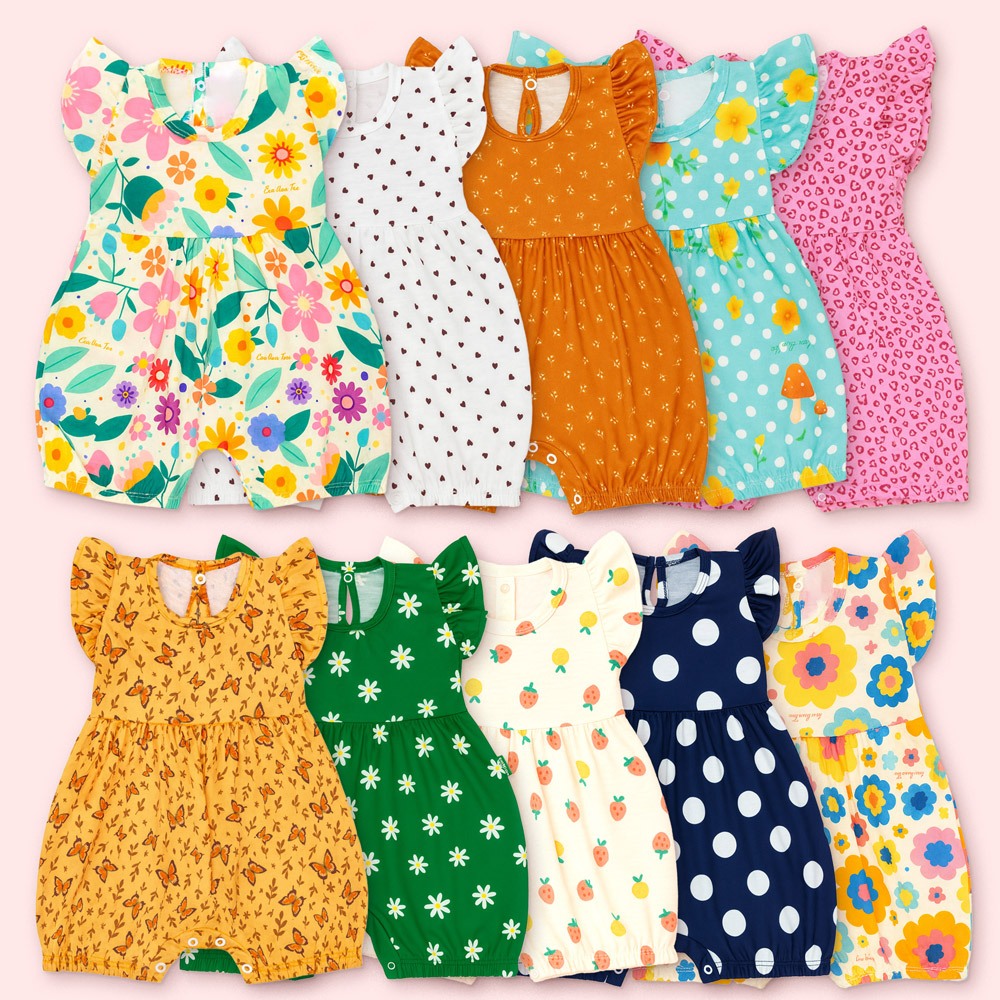 Macacão Curto Babado Minimalista Bebê Menina 