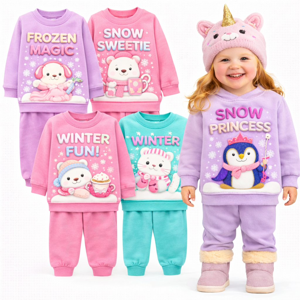 Kit 4 Peças Roupa de Moletom Infantil Feminino In