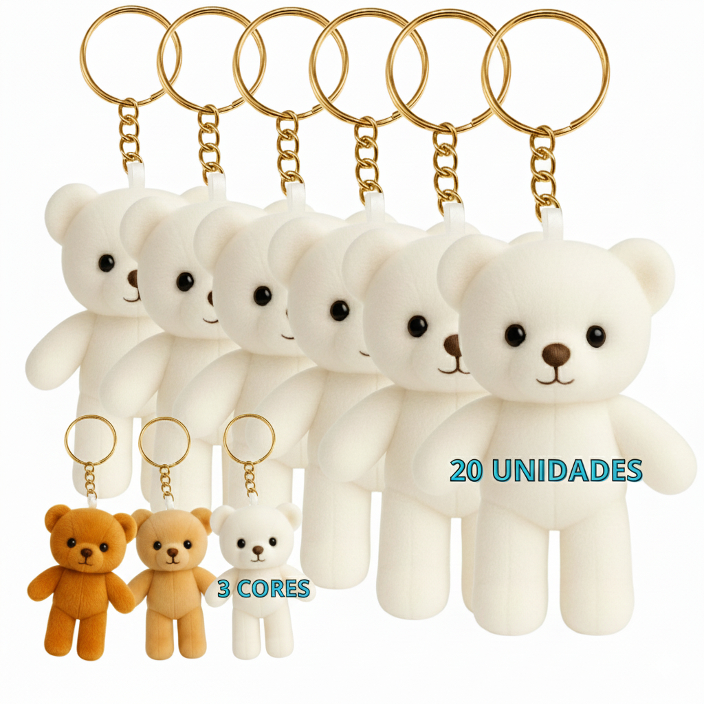 Chaveiro Mini Ursinho De Pelucia 20 Unidades Lembr