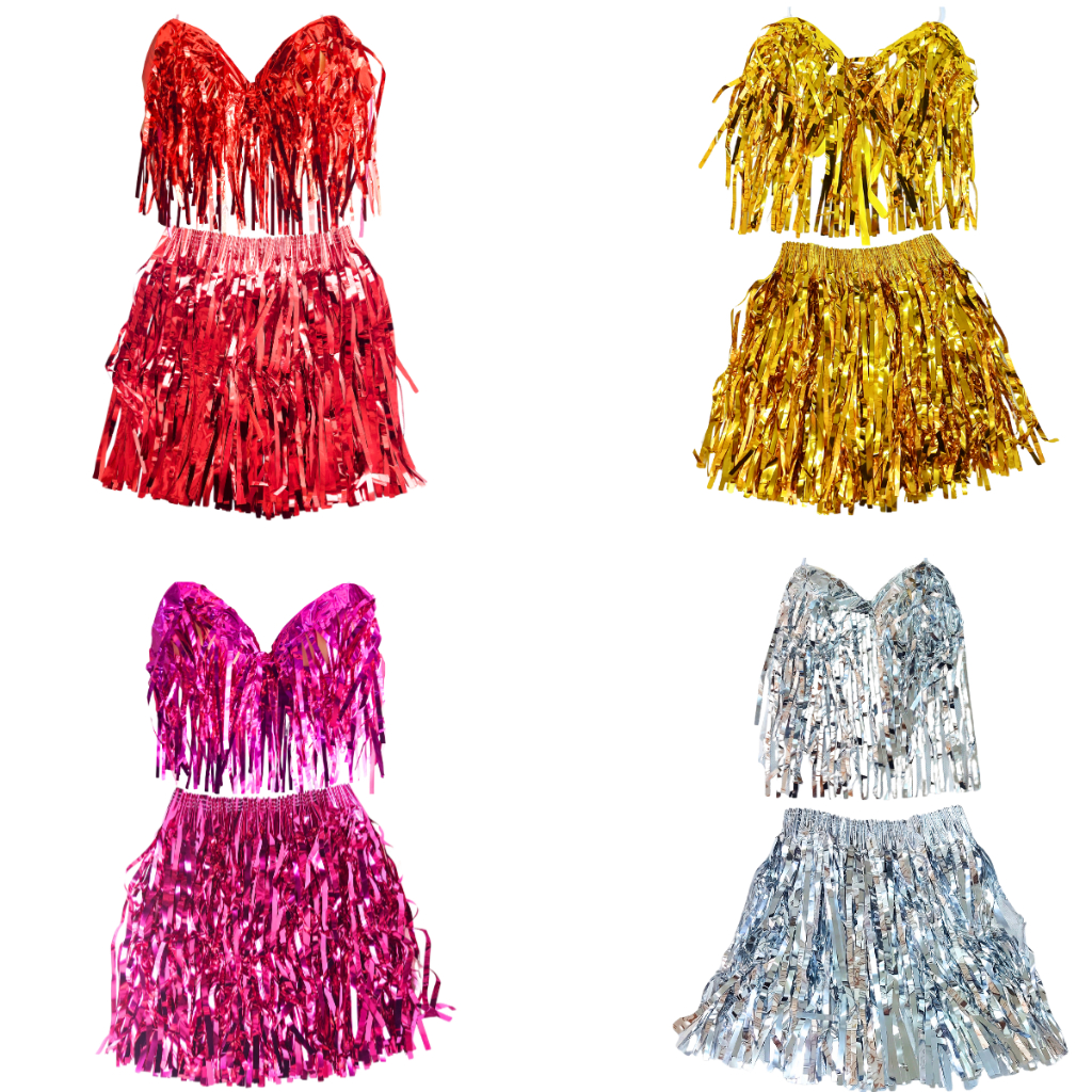 Fantasia Conjunto Saia fita fitilho cropped metali
