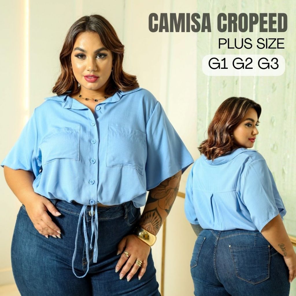 Blusa Camisa Femenina Plus Size Social Gola Casual