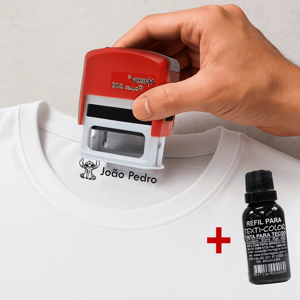 Carimbo Para Tecido Personalizado + Tinta Para Tec