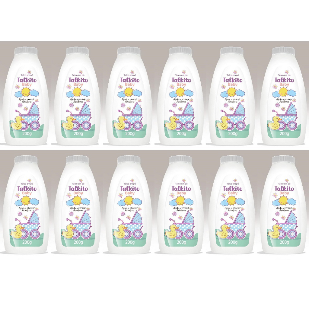 Kit 12un Talco em Pó Talkito Baby Premium 200gr C