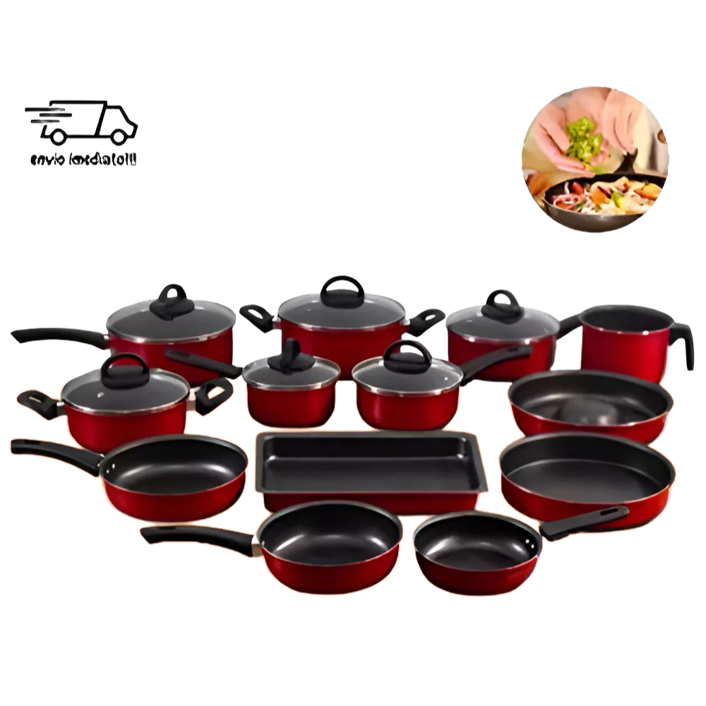 Jogo de Panelas Antiaderente 13 Peças Preto com T