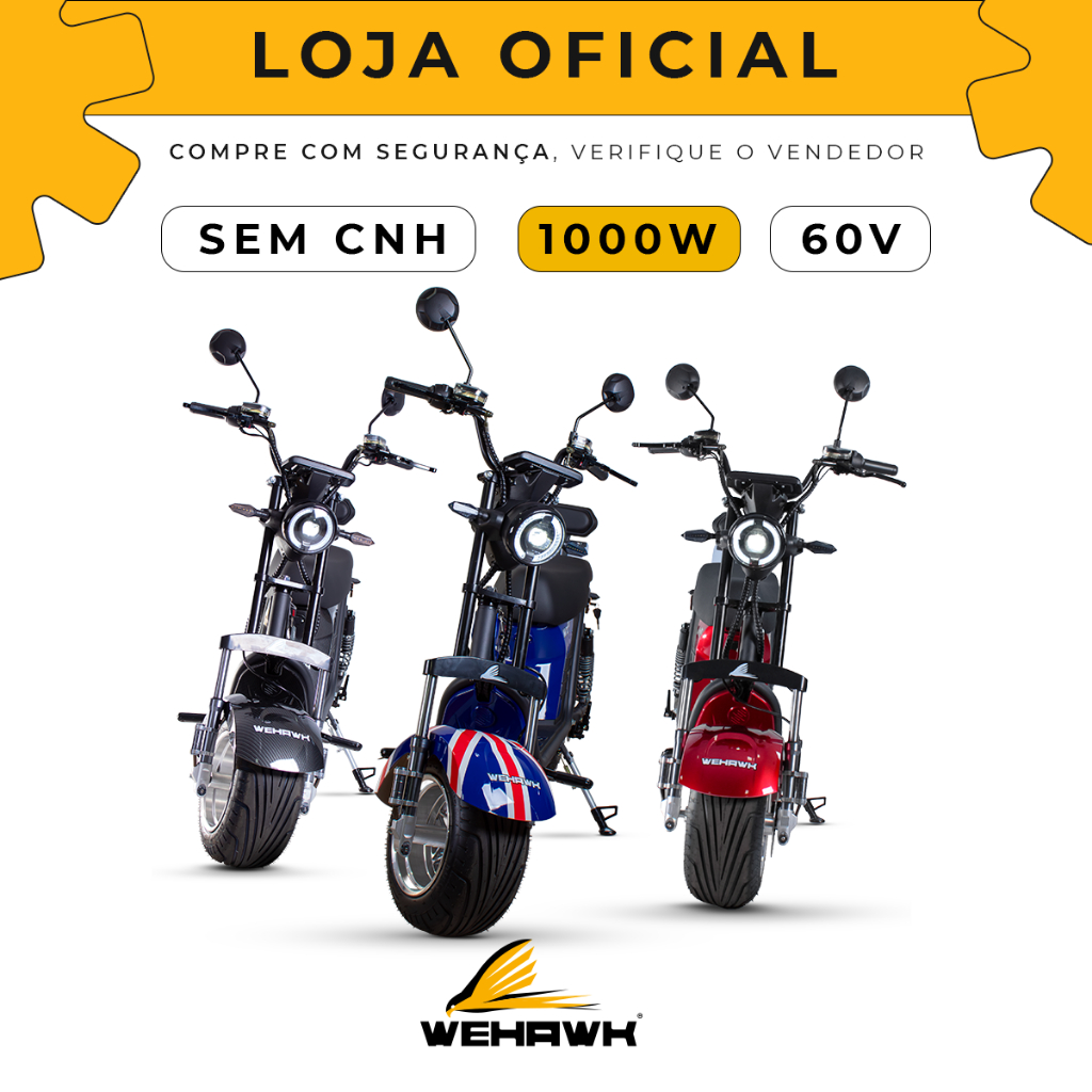 Scooter Elétrica 1000W Bateria 20Ah 60V WeHawk WX