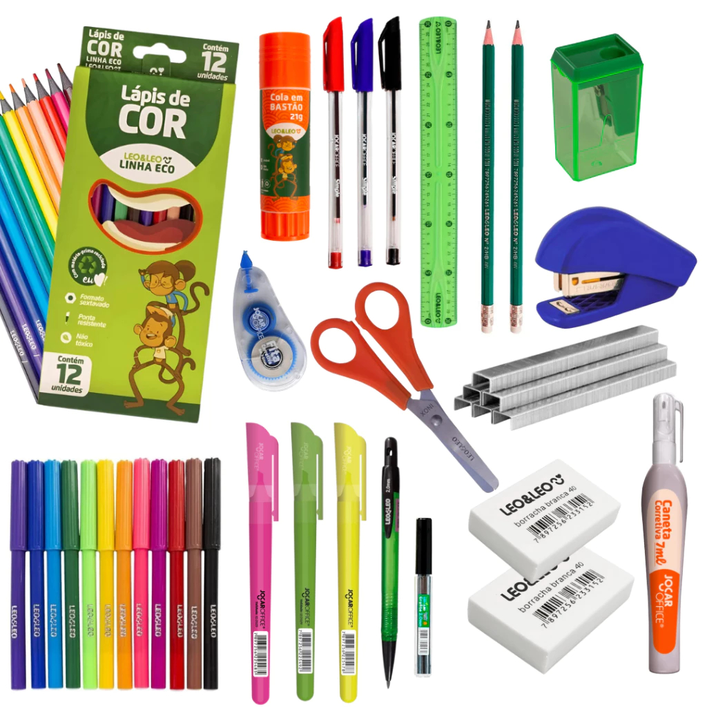 Kit Escolar Material Completo Lapis de Cor Hidroco
