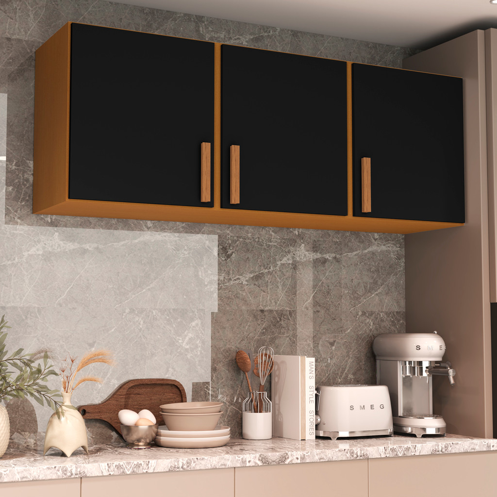 Armário De Parede 3 Portas 120cm Aéreo Cozinha L