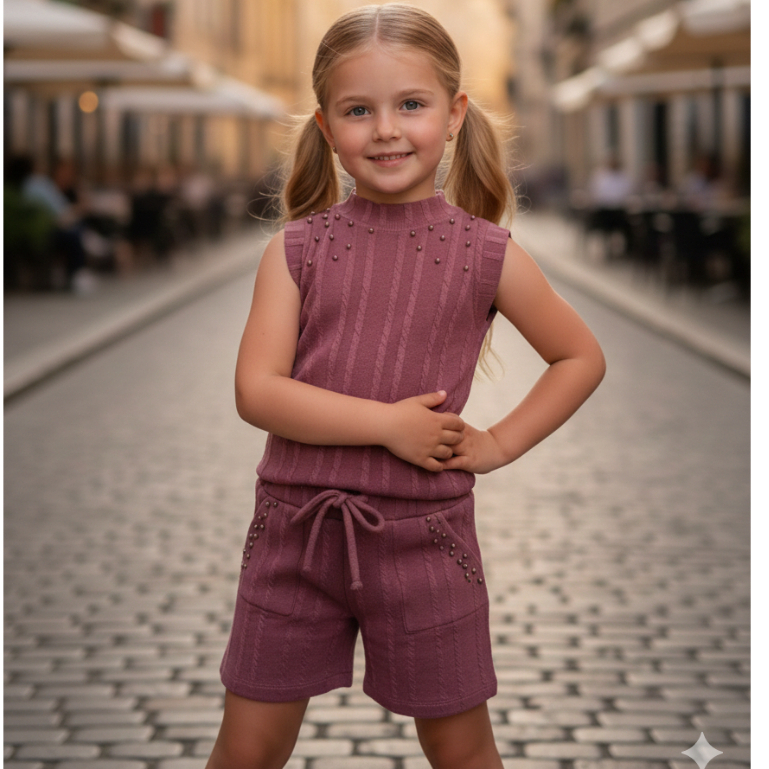 Conjunto Feminino Infantil Casual com Regata e Sh